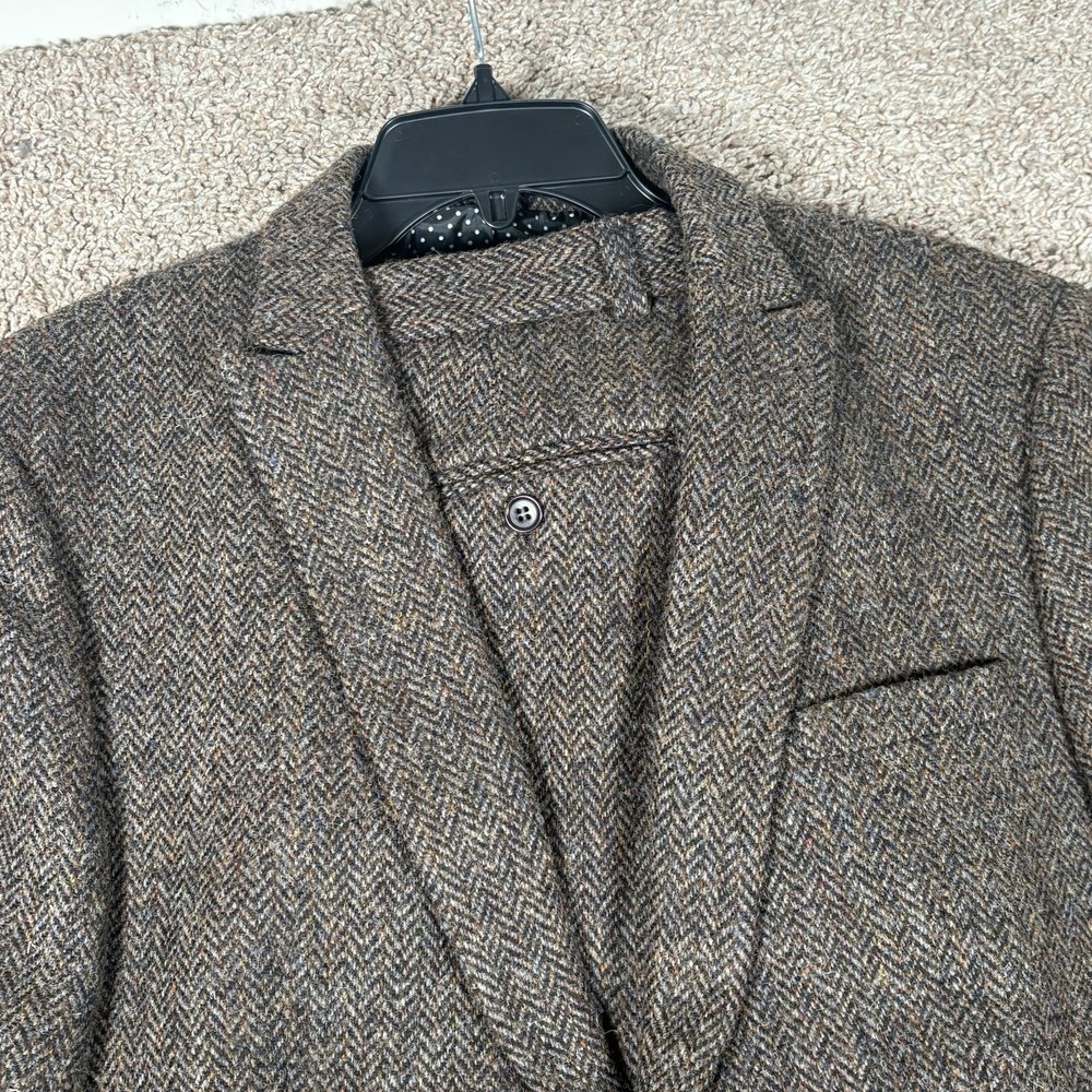 ASOS X Harris Tweed 42R 36x30 Suit Two Piece Brown Herringbone Tweed Old Money